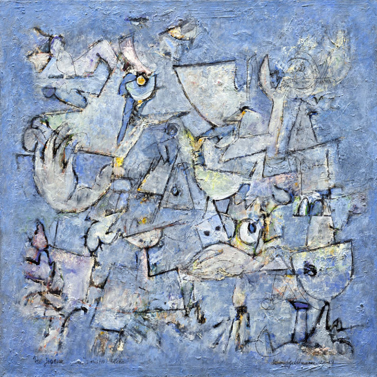 Vie joyeuse, version bleue, 2017 - Huile sur toile, 60 x 60